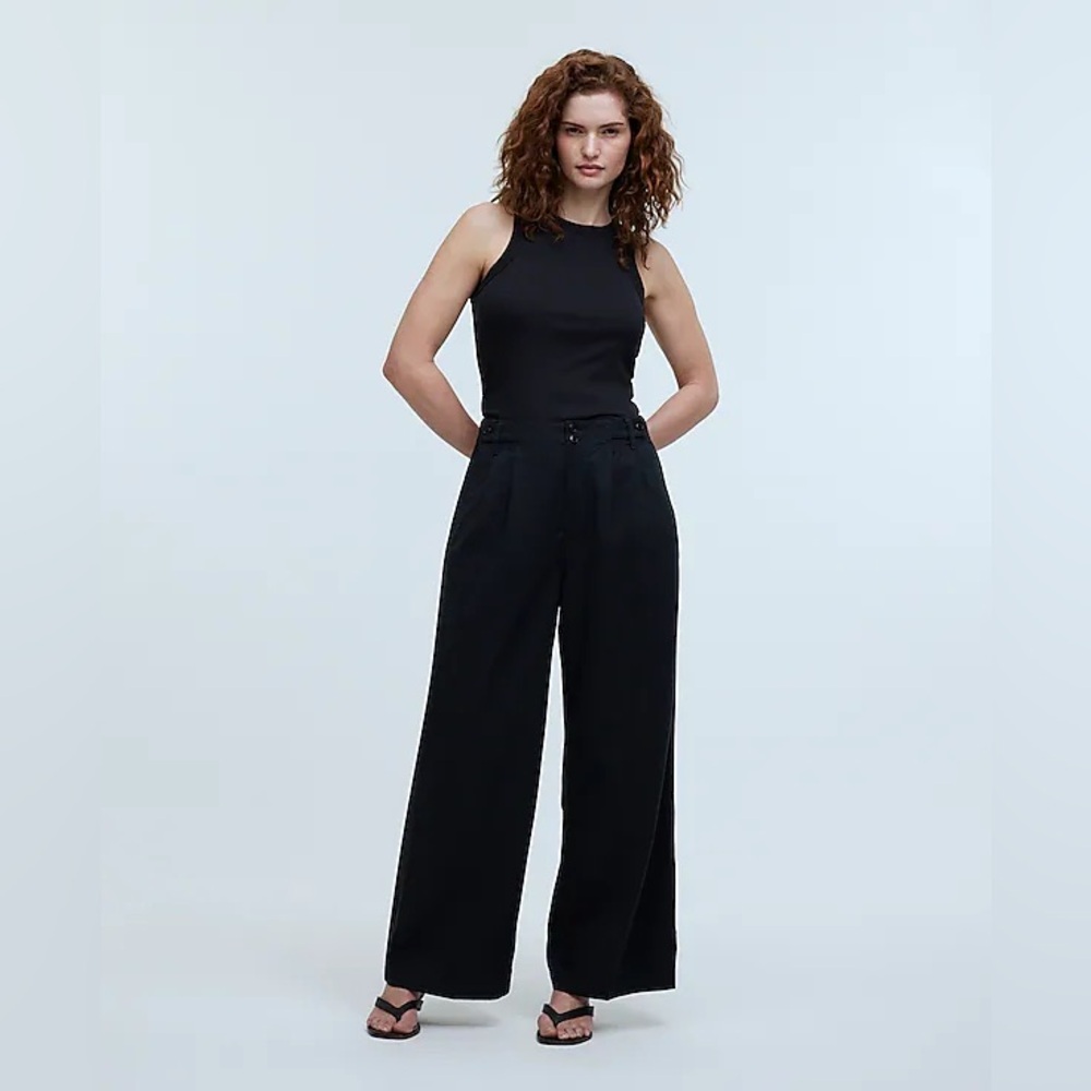NWT Madewell The Curvy Harlow Wide-Leg Pant in Drapey Twill - 2 - Black